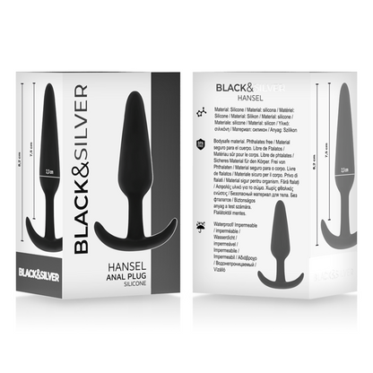 Black&Silver Hansel Silicone Anal Plug With Small Handle | Niks.fi verkkokauppa