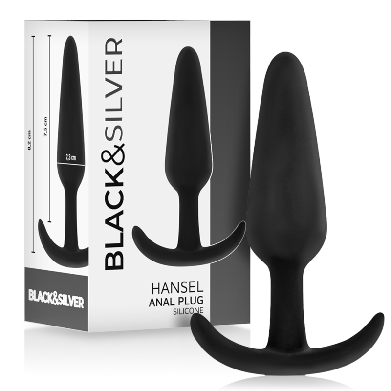 Black&Silver Hansel Silicone Anal Plug With Small Handle | Niks.fi verkkokauppa