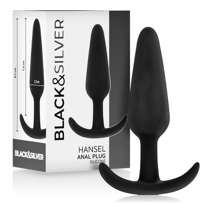 Black&Silver Hansel Silicone Anal Plug With Small Handle | Niks.fi verkkokauppa