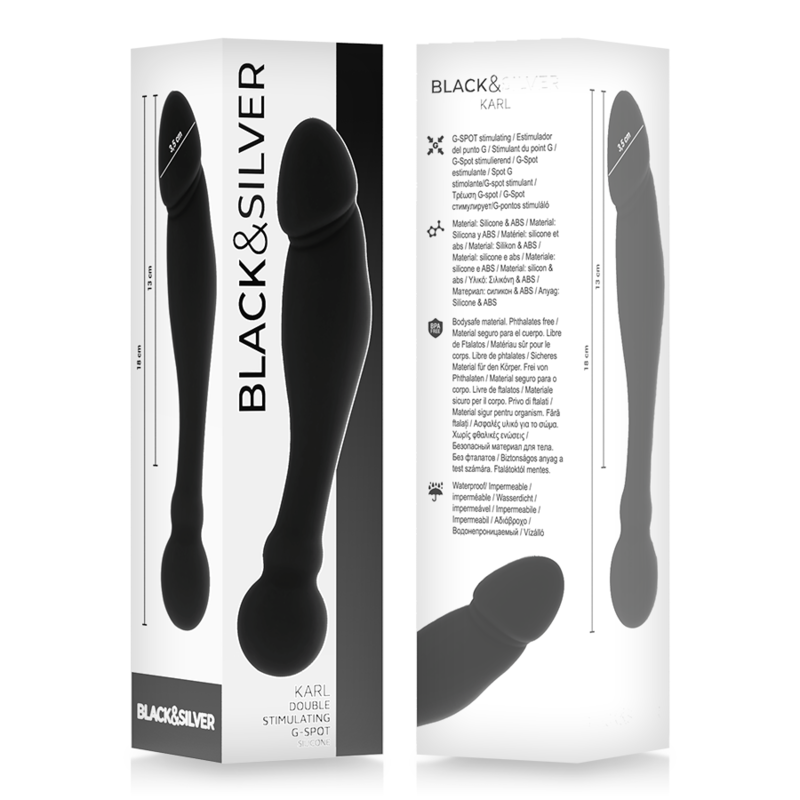Black&Silver Karl G-Point Stimulating Dildo 18 Cm | Niks.fi verkkokauppa