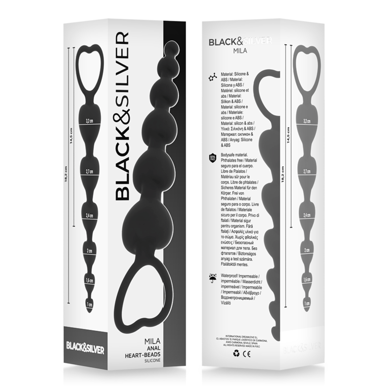 Black&Silver Mila Anal Chain Of Hearts 18 Cm | Niks.fi verkkokauppa