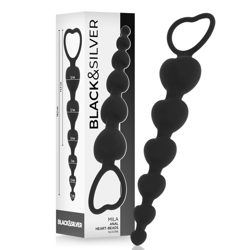 Black&Silver Mila Anal Chain Of Hearts 18 Cm | Niks.fi verkkokauppa