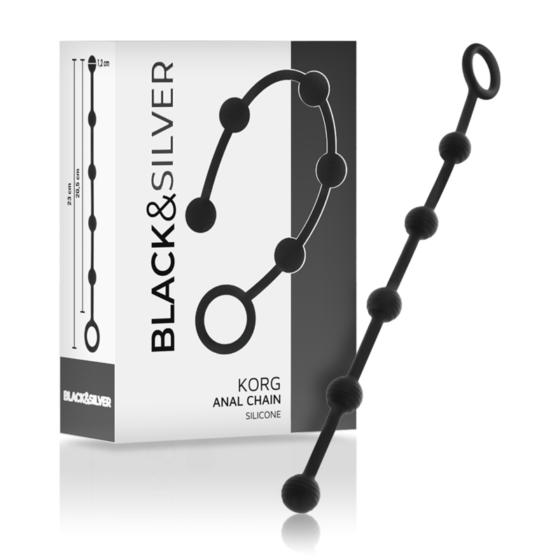 Black&Silver Korg Anal Rosary Silicone Initiation 21 Cm | Niks.fi verkkokauppa
