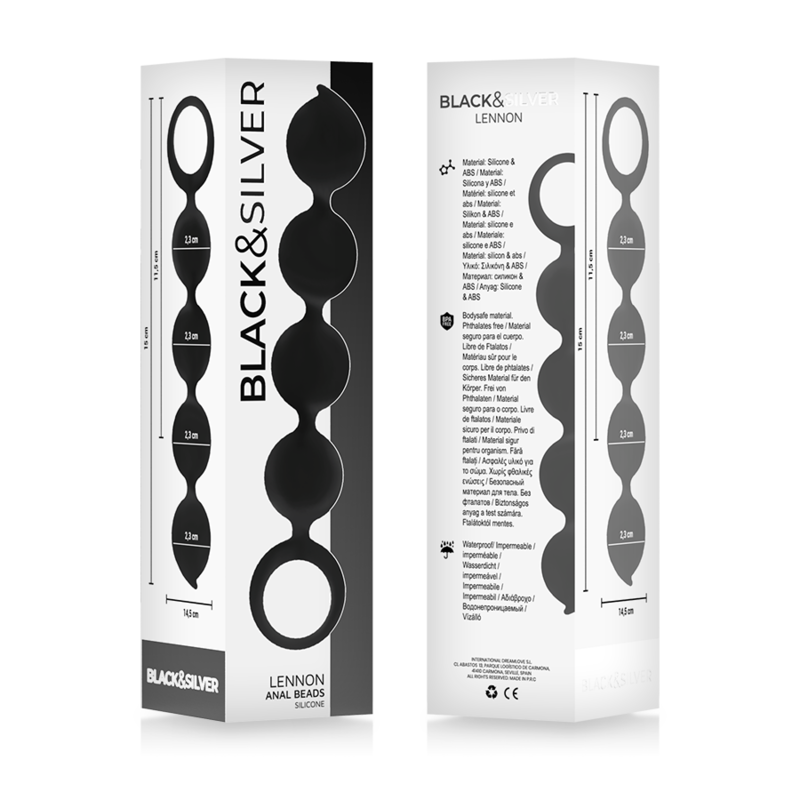 Black&Silver Lennon Anal Rosary 4 Silicone Spheres 15 Cm | Niks.fi verkkokauppa