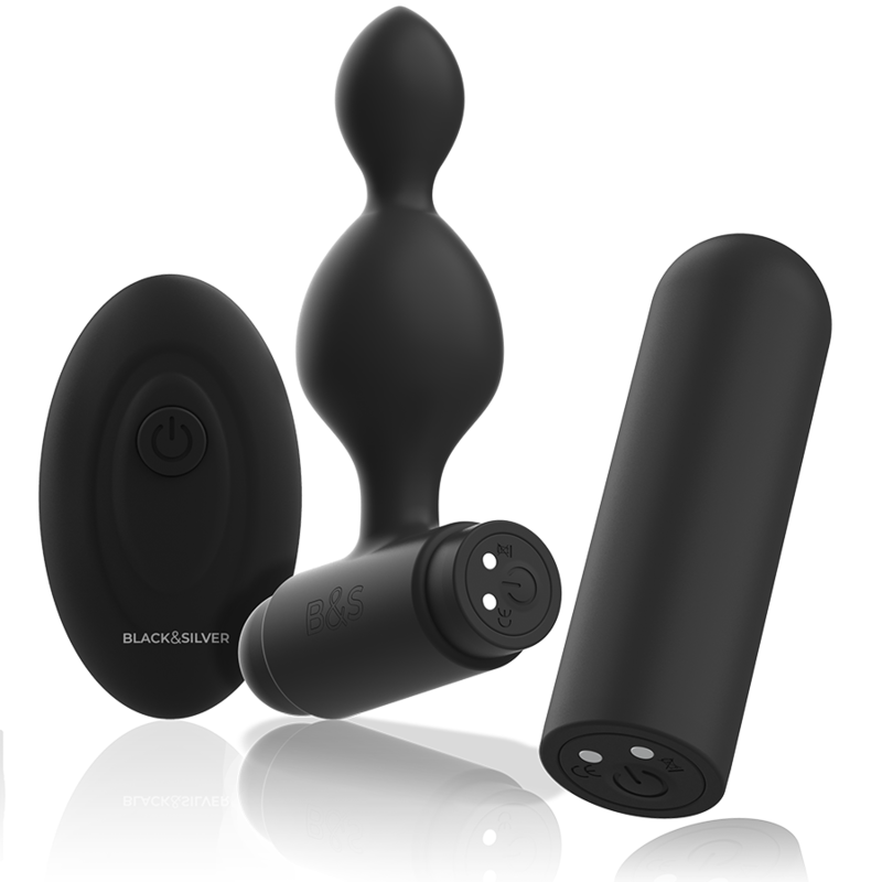 Black&Silver Tucker Small Silicone Anal Plug Remote Control | Niks.fi verkkokauppa