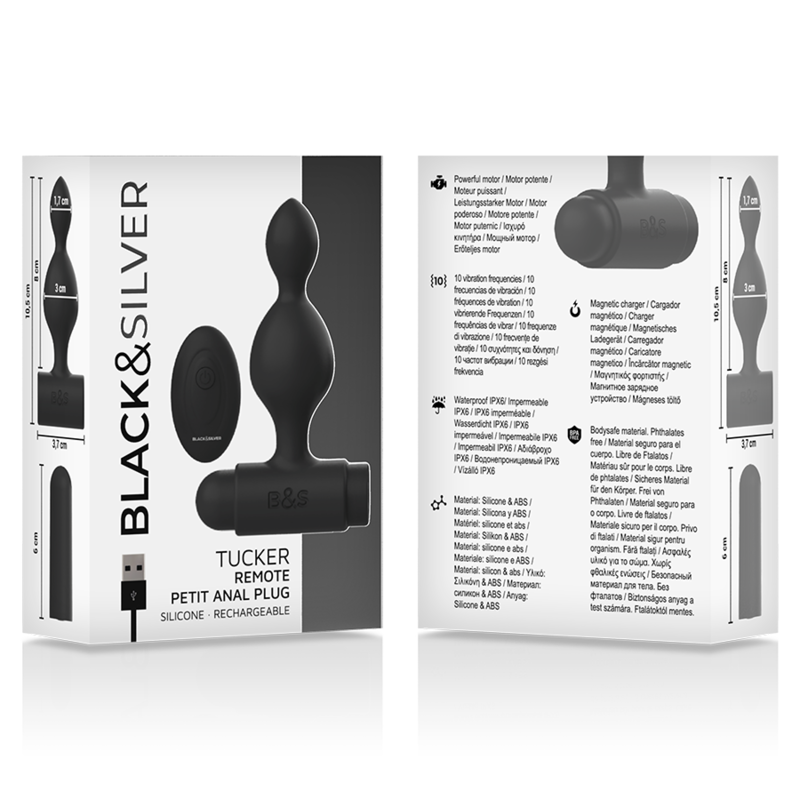 Black&Silver Tucker Small Silicone Anal Plug Remote Control | Niks.fi verkkokauppa