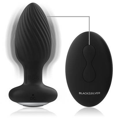 Black&Silver Wells Plug Silicone Anal Rotator Remote Control | Niks.fi verkkokauppa