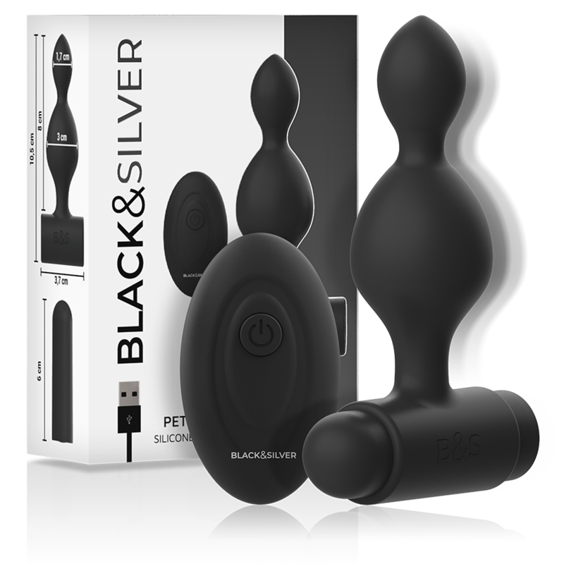 Black&Silver Tucker Small Silicone Anal Plug Remote Control | Niks.fi verkkokauppa