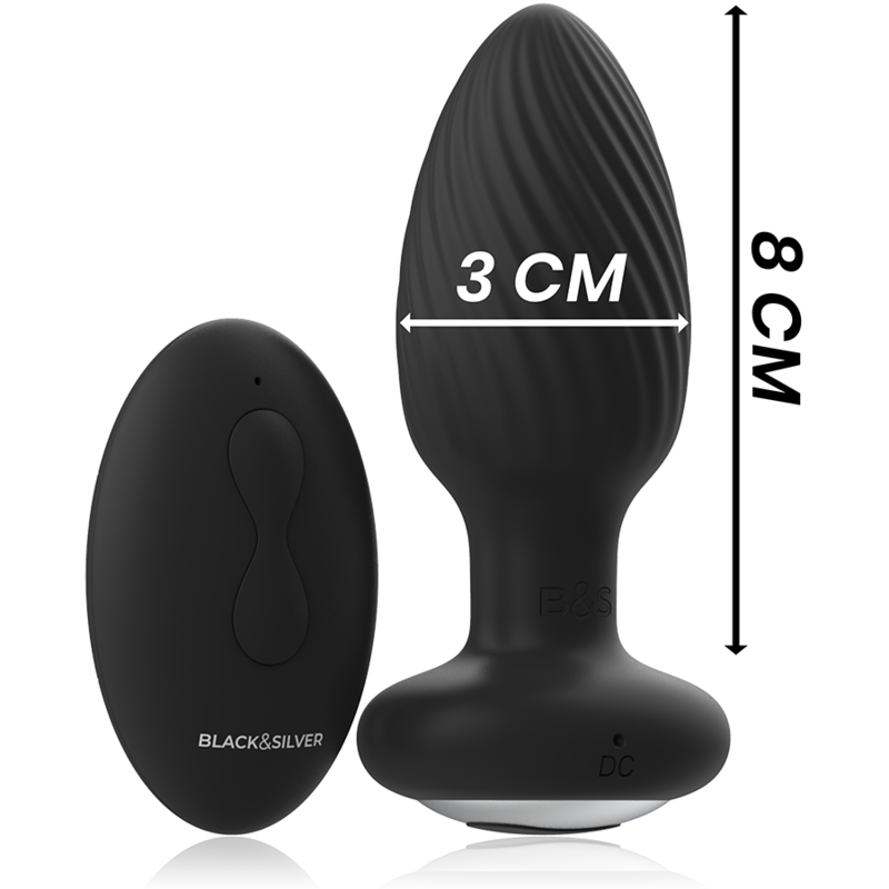 Black&Silver Wells Plug Silicone Anal Rotator Remote Control | Niks.fi verkkokauppa