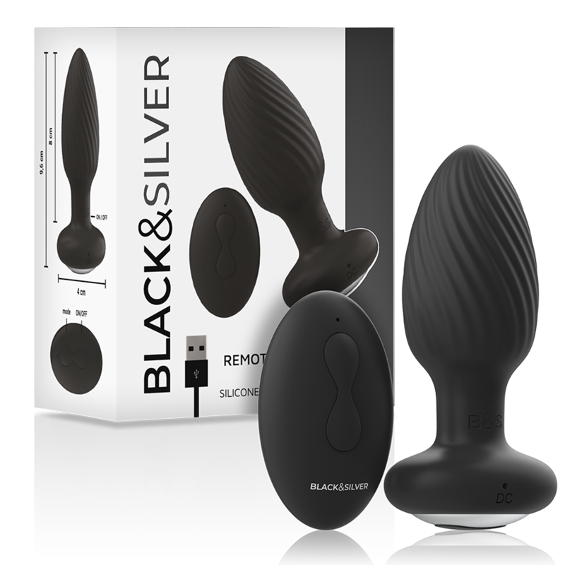 Black&Silver Wells Plug Silicone Anal Rotator Remote Control | Niks.fi verkkokauppa