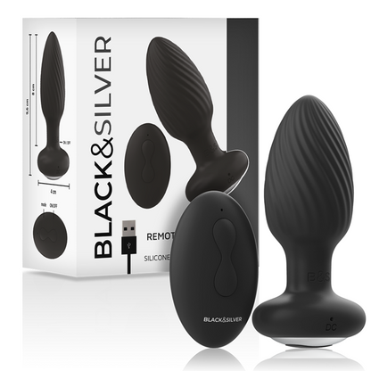 Black&Silver Wells Plug Silicone Anal Rotator Remote Control | Niks.fi verkkokauppa