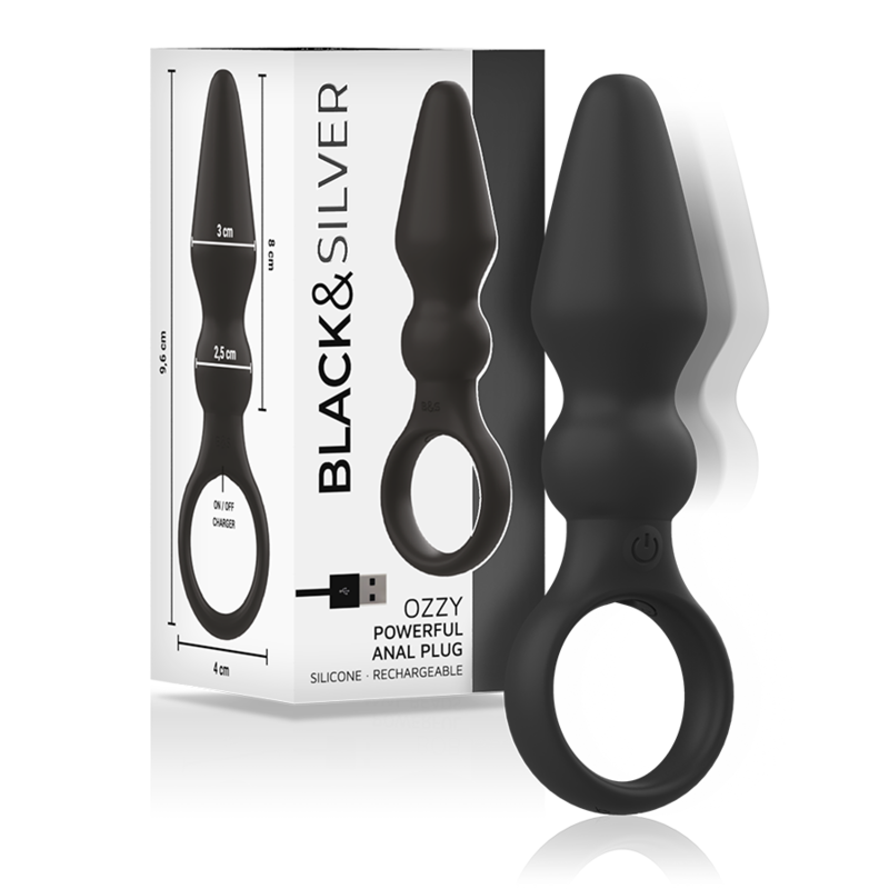 Black&Silver Ozzy Powerful Silicone Anal Plug | Niks.fi verkkokauppa