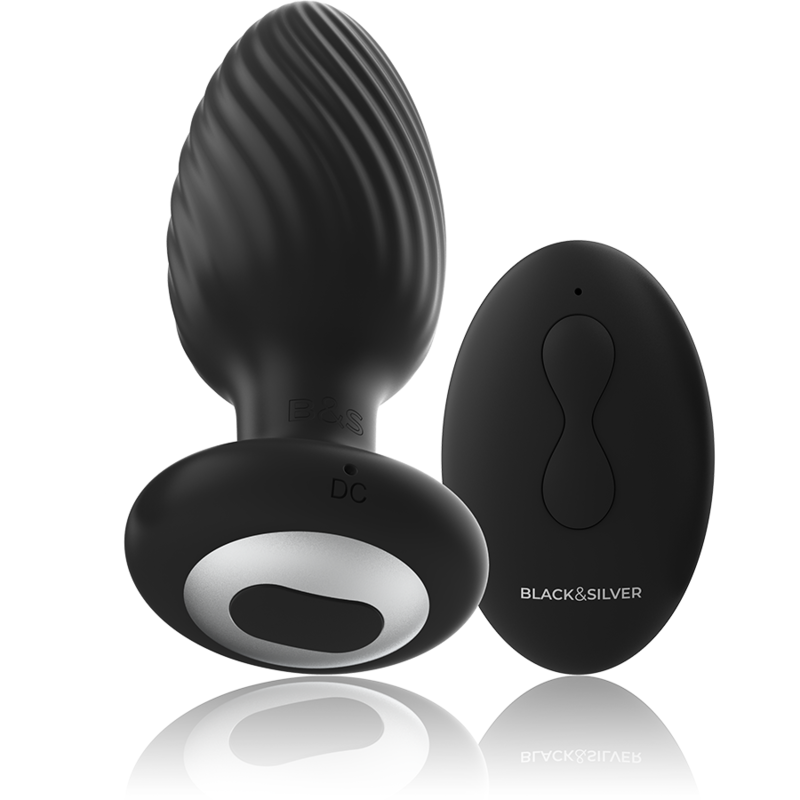 Black&Silver Wells Plug Silicone Anal Rotator Remote Control | Niks.fi verkkokauppa