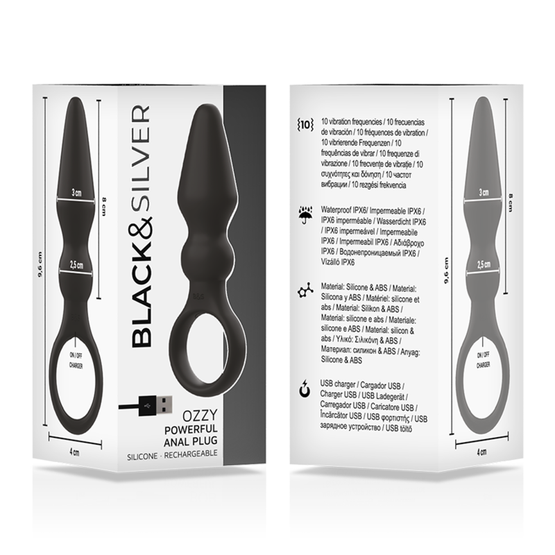Black&Silver Ozzy Powerful Silicone Anal Plug | Niks.fi verkkokauppa