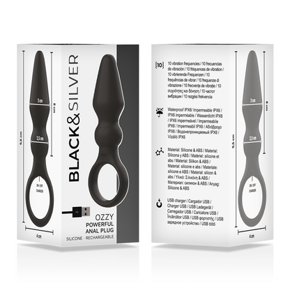 Black&Silver Ozzy Powerful Silicone Anal Plug | Niks.fi verkkokauppa