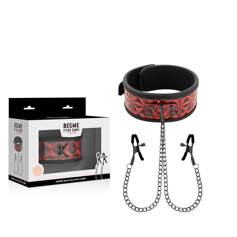 Begme Red Edition Collar With Nipple Clamps With Neoprene Lining | Niks.fi verkkokauppa