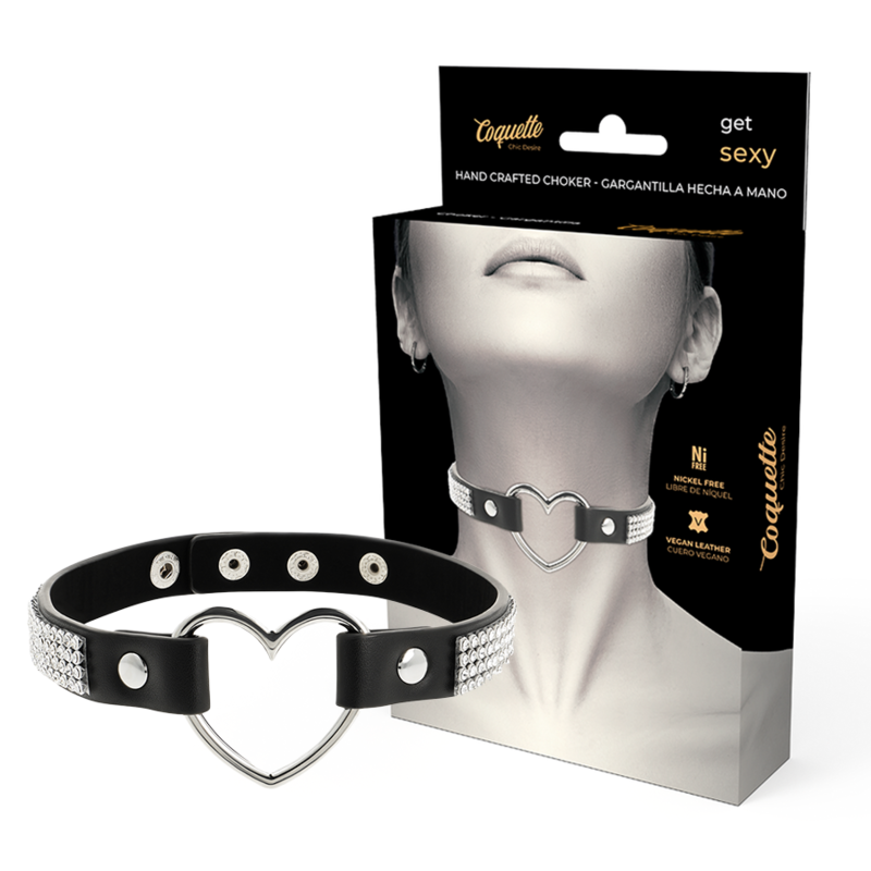 Coquette Chic Desire Vegan Leather Choker With Heart | Niks.fi verkkokauppa