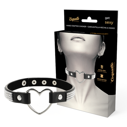 Coquette Chic Desire Vegan Leather Choker With Heart | Niks.fi verkkokauppa