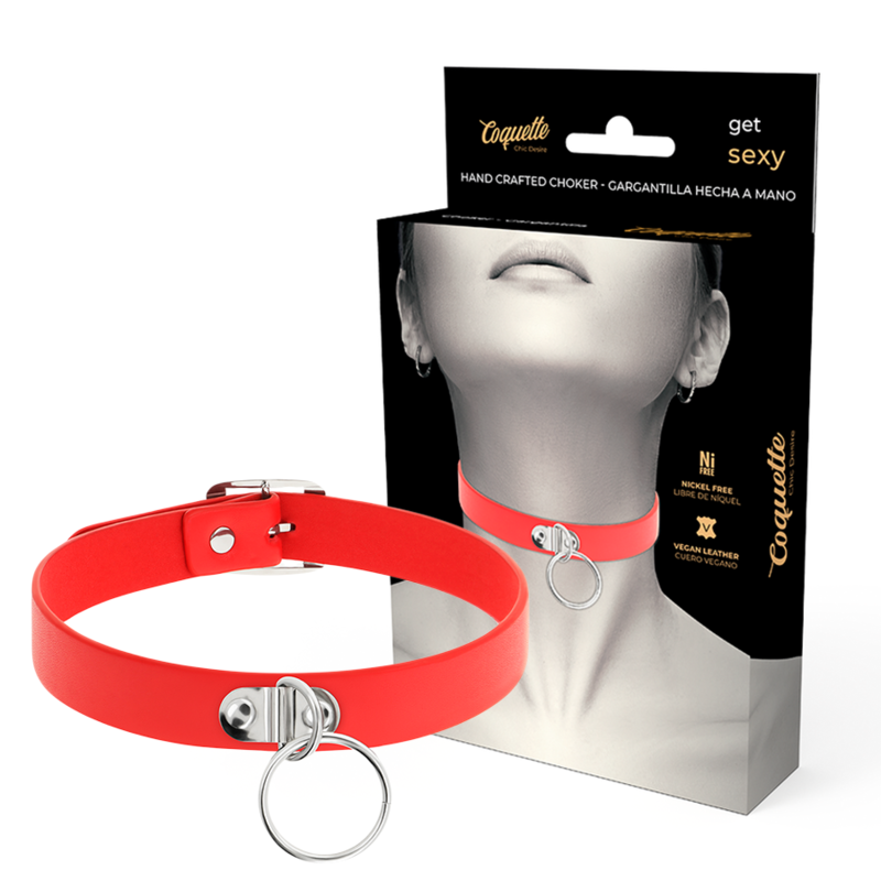 Coquette Chic Desire Red Vegan Leather Necklace Woman Fetish Accessory | Niks.fi verkkokauppa