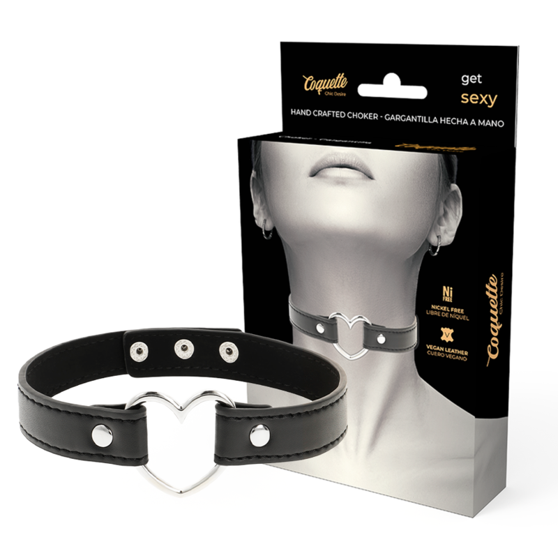 Coquette Chic Desire Vegan Leather Necklace Woman Heart Accessory | Niks.fi verkkokauppa