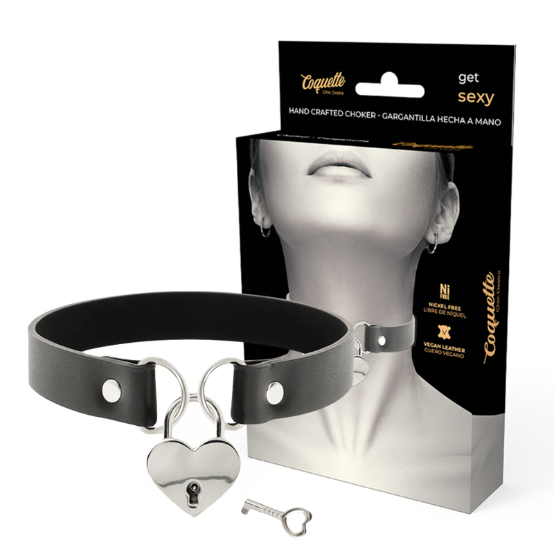 Coquette Chic Desire Vegan Leather Necklace With Heart Accessory With Key | Niks.fi verkkokauppa