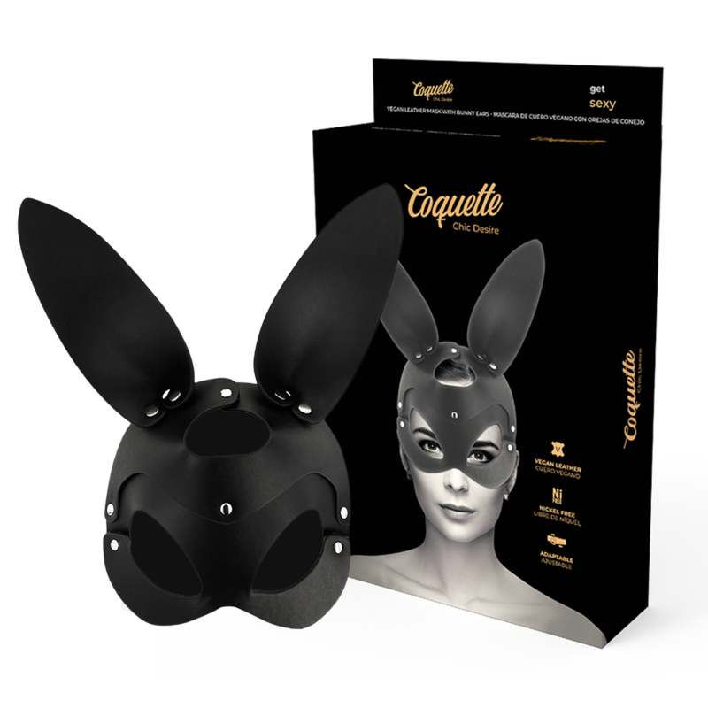 Coquette Chic Desire Vegan Leather Mask With Rabbit Ears | Niks.fi verkkokauppa