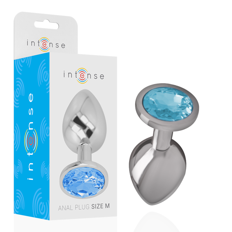 Intense Aluminum Metal Anal Plug With Blue Glass Size M | Niks.fi verkkokauppa