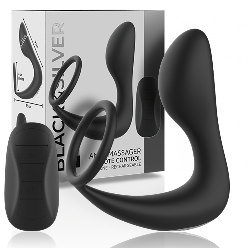 Black&Silver Remote Control Anal Massager Rechargeable Silicone Black | Niks.fi verkkokauppa