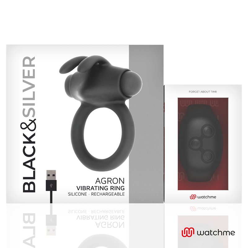 Black&Silver Agron Remote Control Cockring Watchme | Niks.fi verkkokauppa