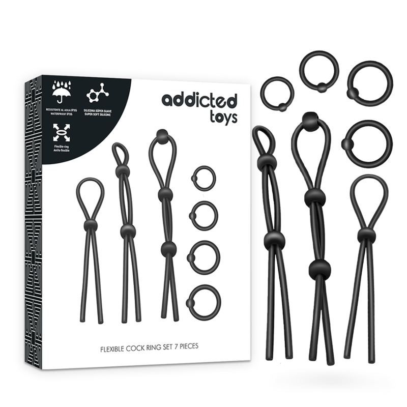 Addicted Toys Flexible Silicone Cock Ring Set 7 Pieces | Niks.fi verkkokauppa