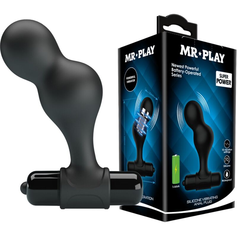 Mr Play Black Silicone Vibrator Anal Plug | Niks.fi verkkokauppa