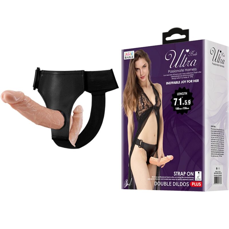 Baile Ultra Passionate Double Dildos With Harness | Niks.fi verkkokauppa