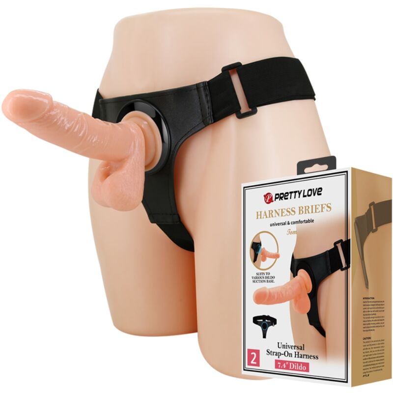 Pretty Love Harness Briefs Universal Harness With Dildo Tom 20 Cm Natural | Niks.fi verkkokauppa