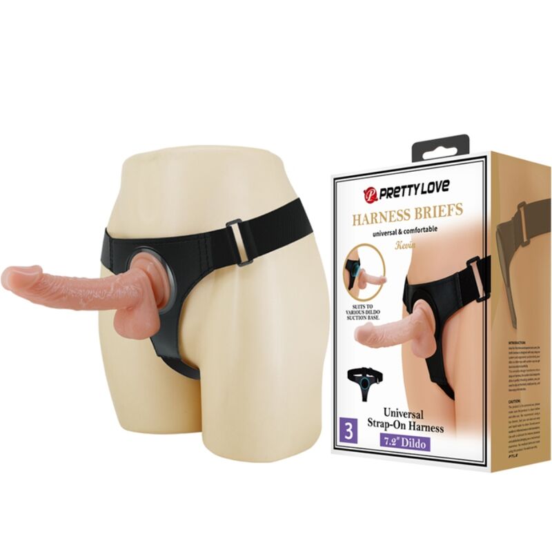 Pretty Love Harness Briefs Universal Harness With Dildo Kevin 19 Cm Natural | Niks.fi verkkokauppa