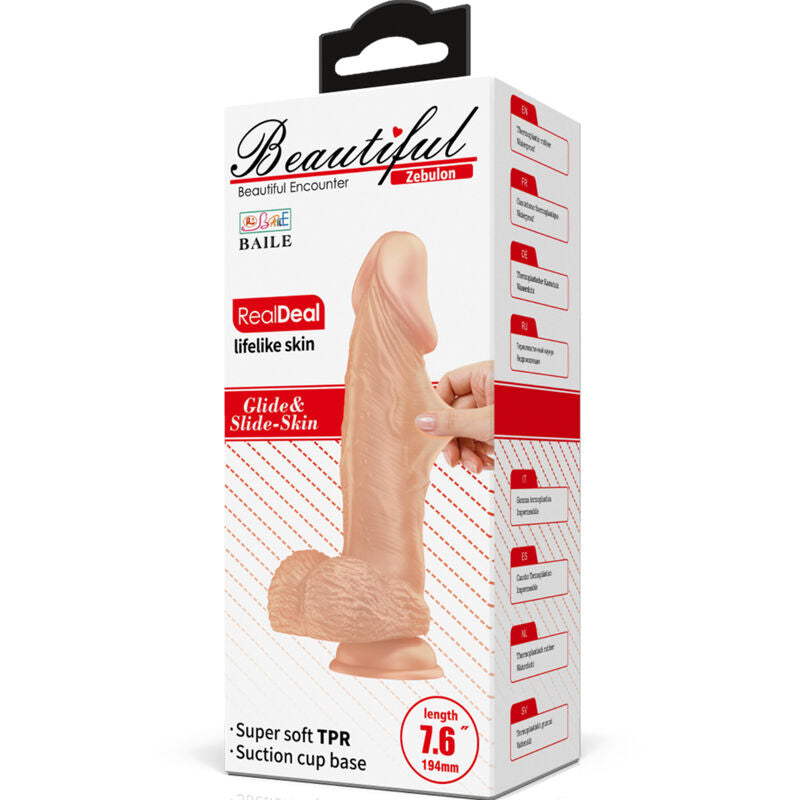 Baile Beautiful Encounter Zebulon Flexible Realistic Dildo 19.4 Cm Natural | Niks.fi verkkokauppa