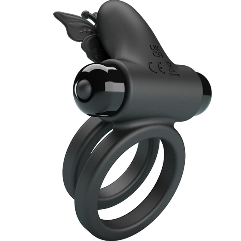 Pretty Love Double Vibrating Ring With Black Stimulator | Niks.fi verkkokauppa