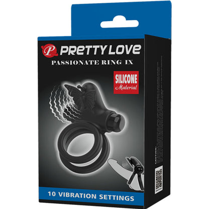 Pretty Love Double Vibrating Ring With Black Stimulator | Niks.fi verkkokauppa