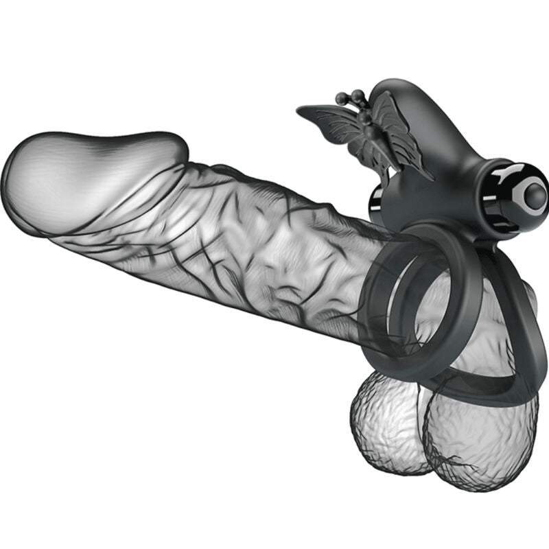 Pretty Love Double Vibrating Ring With Black Stimulator | Niks.fi verkkokauppa