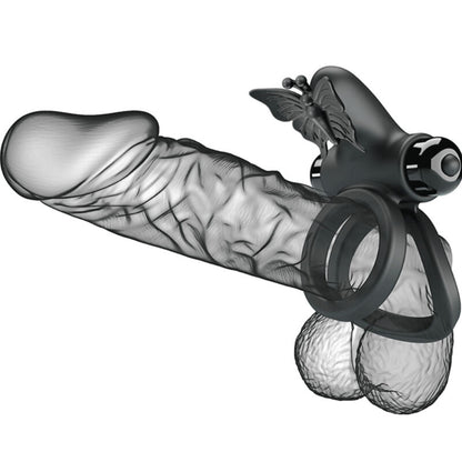 Pretty Love Double Vibrating Ring With Black Stimulator | Niks.fi verkkokauppa