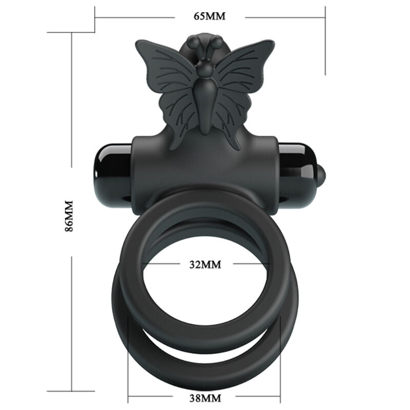 Pretty Love Double Vibrating Ring With Black Stimulator | Niks.fi verkkokauppa