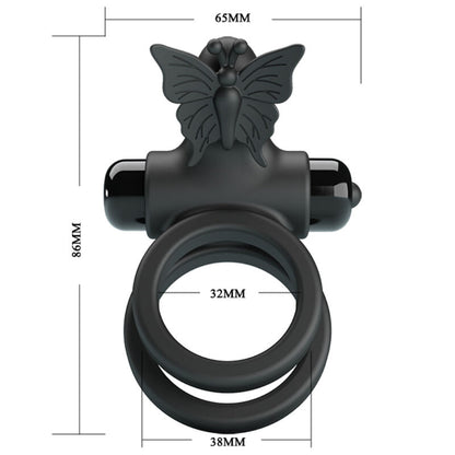Pretty Love Double Vibrating Ring With Black Stimulator | Niks.fi verkkokauppa