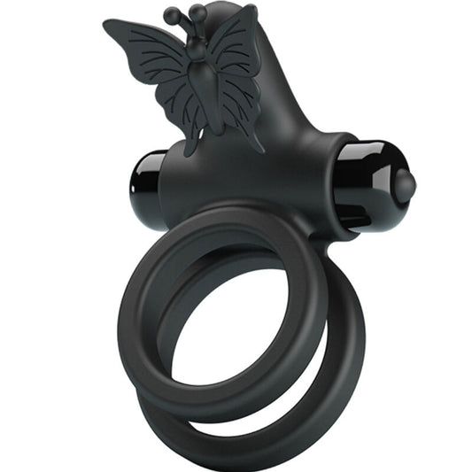 Pretty Love Double Vibrating Ring With Black Stimulator | Niks.fi verkkokauppa
