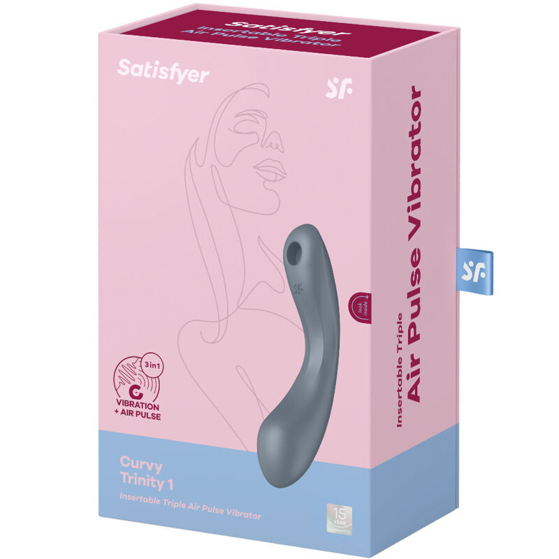 Satisfyer Curve Trinity 1 Air Pulse Vibration Grey | Niks.fi verkkokauppa