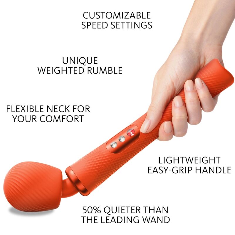 Fun Factory Vim Silicone Rechargeable Vibrating Weighted Rumble Wand Sunrise Orange | Niks.fi verkkokauppa