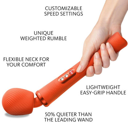 Fun Factory Vim Silicone Rechargeable Vibrating Weighted Rumble Wand Sunrise Orange | Niks.fi verkkokauppa