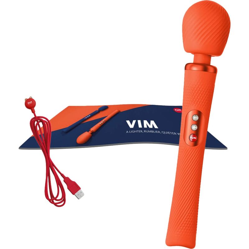 Fun Factory Vim Silicone Rechargeable Vibrating Weighted Rumble Wand Sunrise Orange | Niks.fi verkkokauppa