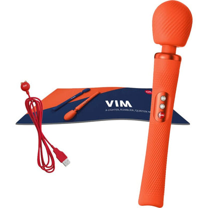 Fun Factory Vim Silicone Rechargeable Vibrating Weighted Rumble Wand Sunrise Orange | Niks.fi verkkokauppa