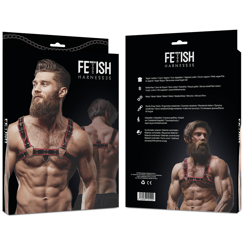 Fetish Submissive Attitude Men'S Eco-Leather Chest Harness Black/Red | Niks.fi verkkokauppa