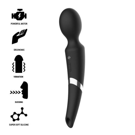 Black&Silver Beck Rechargeable Silicone Massager And Suction Black | Niks.fi verkkokauppa