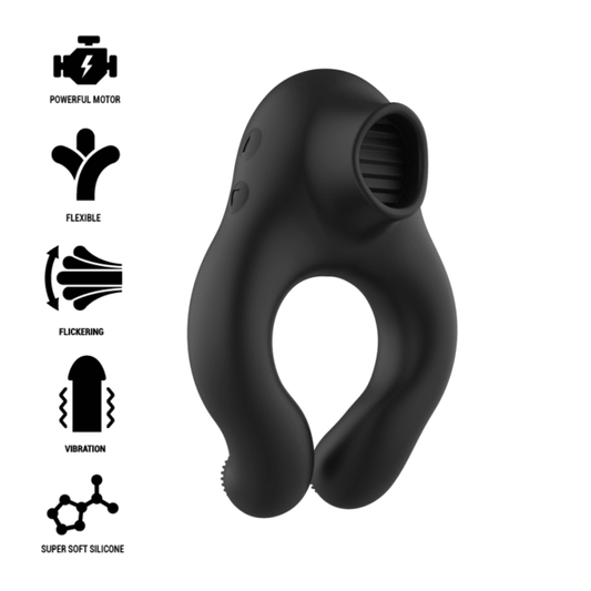 Black&Silver Silicone Vibrator Ring 3 Motors Rechargeable Black | Niks.fi verkkokauppa